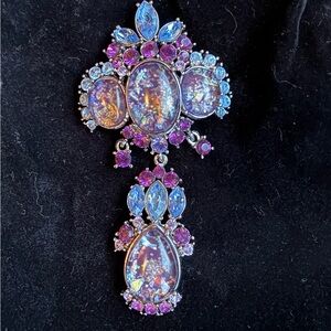 Joan Rivers Twilight Brooch/Lapel Pin Purple Cabochons